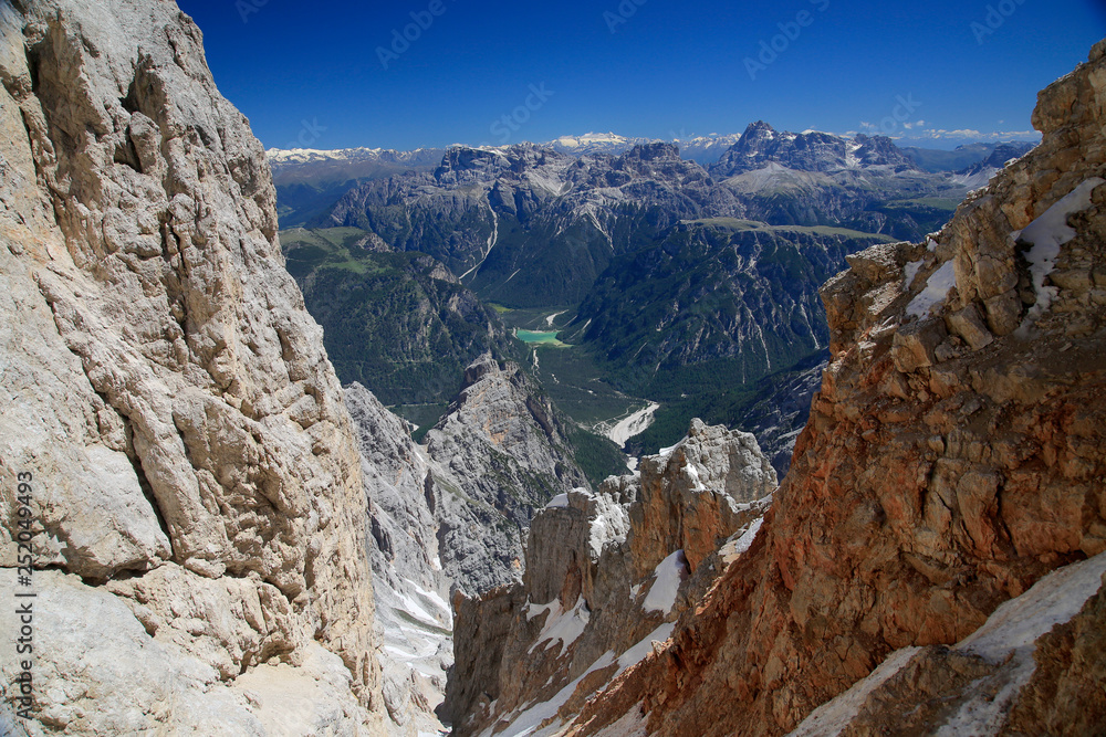 Blick vom Monte Cristallo Richtung Süden, Dolomiten, Italien, Europa Blick vom Monte Cristallo Richtung Süden, Dolomiten, Italien, Europa