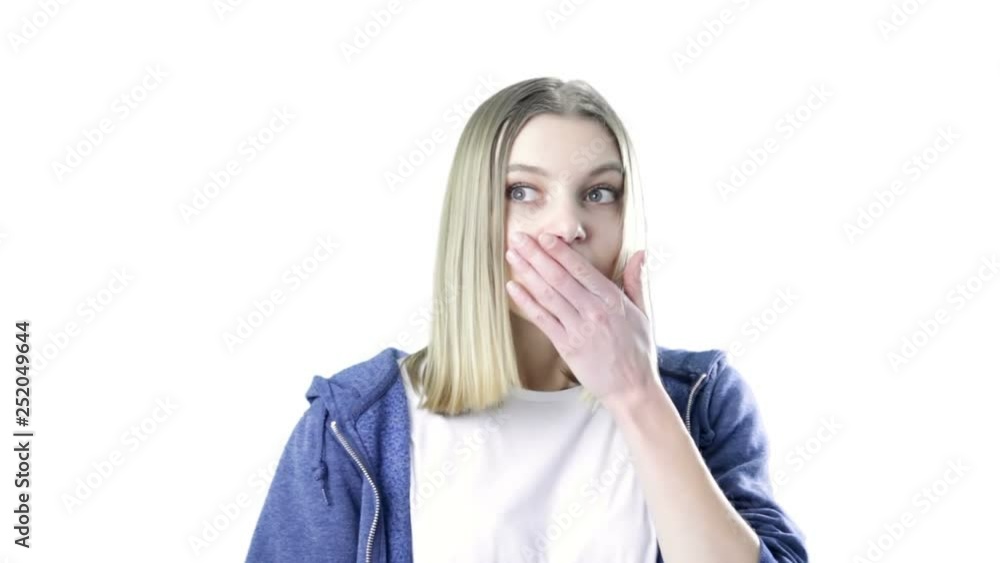 Shocked and surprised girl on white background. Expressive facial expressions Shocked and surprised girl on white background. Expressive facial expressions