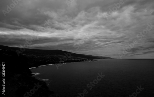 black and white view from the coast of tenerife