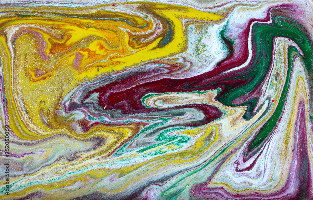 Obraz premium Multicolored gold marbling pattern. Golden marble liquid texture.