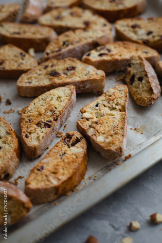 Traditional Italian cranberry almond biscotti biscuits