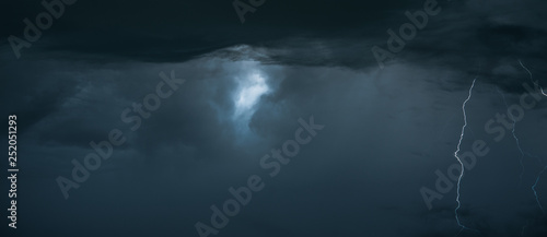 Lightning on a stormy clouds