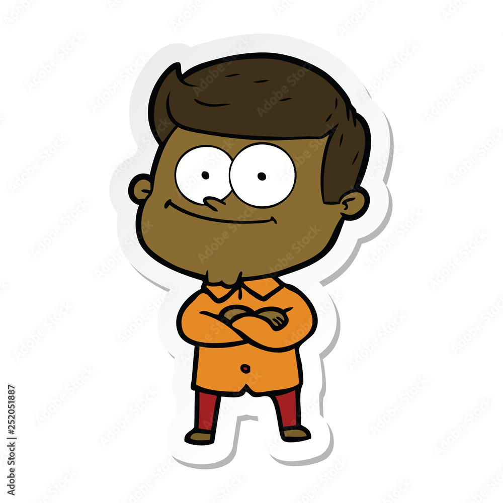 sticker of a cartoon happy man sticker of a cartoon happy man