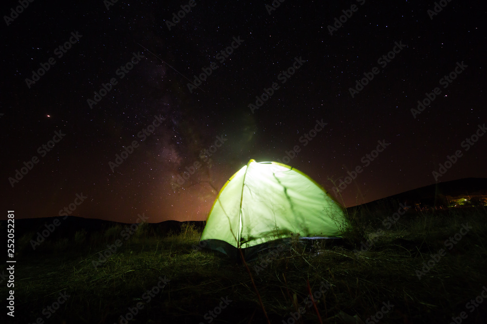 Long exposure of tent camp