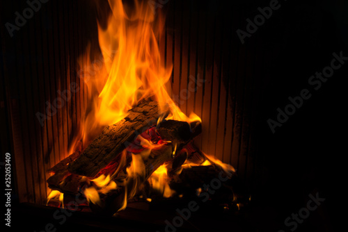 Fire in homes fireplace