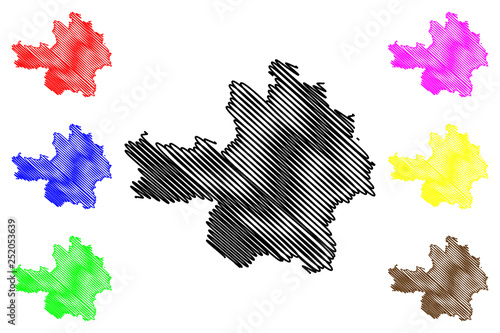 Yen Bai Province (Socialist Republic of Vietnam, Subdivisions of Vietnam) map vector illustration, scribble sketch Tinh Yen Bai map