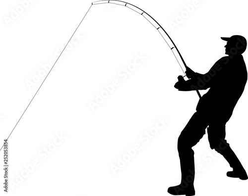 Murais de parede angler with fishing rod silhouette