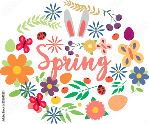 spring green abstract circle with lettering . Vector illustration for Mother's Day,8 March Women's Day, greeting cards, invitations, sale coupons. Eco nature style