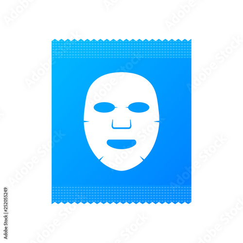 Facial Mask Cosmetics Packaging. Facial mask flat icon. Medicine, cosmetology and health care. Vector illustration.