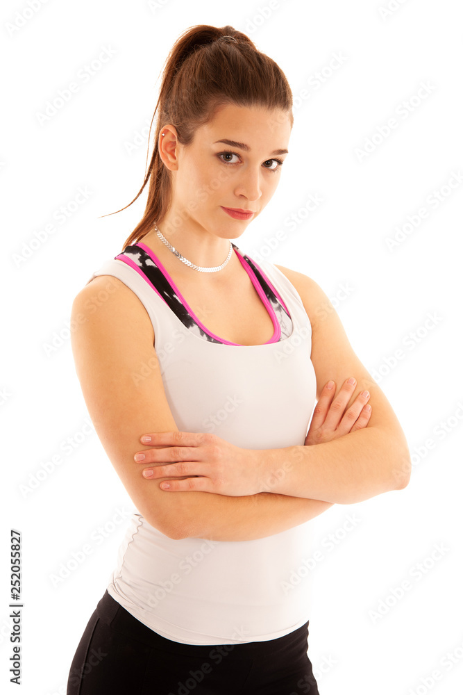 Portrait of a sporty athlete giro isolated over white background Portrait of a sporty athlete giro isolated over white background