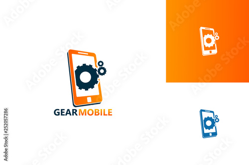 Gear Mobile Logo Template Design Vector, Emblem, Design Concept, Creative Symbol, Icon