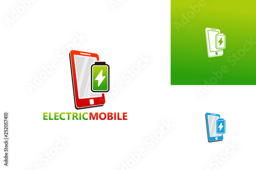 Electric Mobile Logo Template Design Vector, Emblem, Design Concept, Creative Symbol, Icon