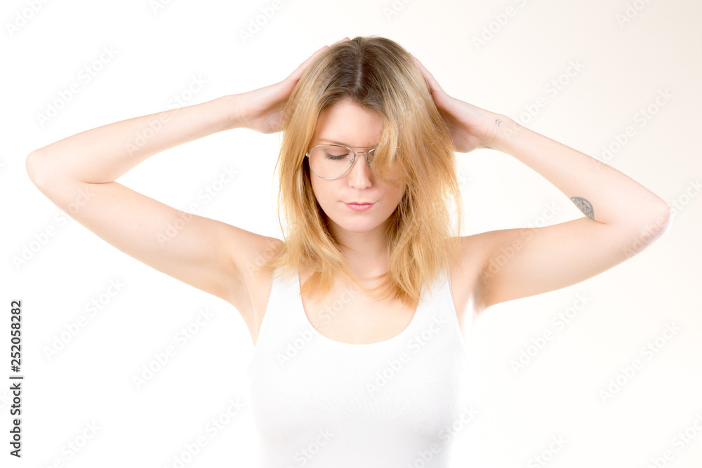 Girl with emotions sad anger mad scream Girl with emotions sad anger mad scream