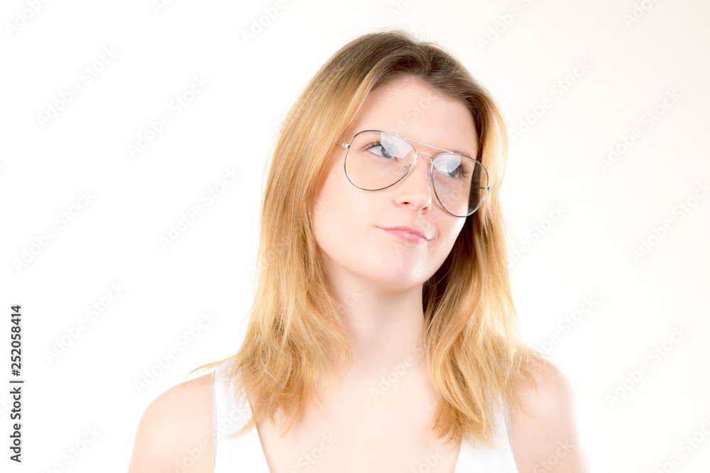 Girl with emotions sad anger mad scream