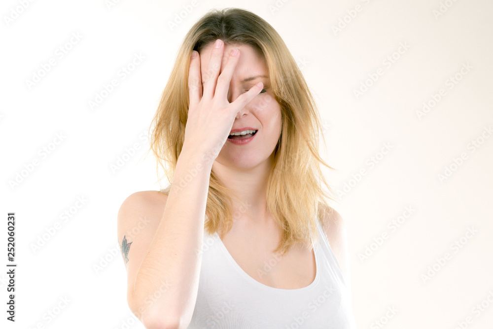 Girl with emotions sad anger mad scream Girl with emotions sad anger mad scream