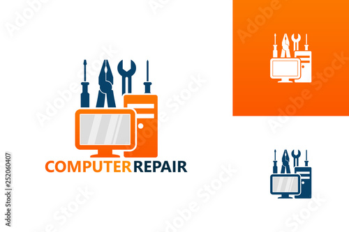 Computer Repair Logo Template Design Vector, Emblem, Design Concept, Creative Symbol, Icon
