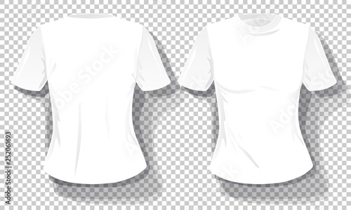 White T-shirts template Set isolated, hand drawn tee shirts transparent background. Blank vector mockup advertising template. Concept graphic printing element.