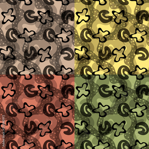 Set of four repainting options patterns with abstract spots and shapes. Eps10