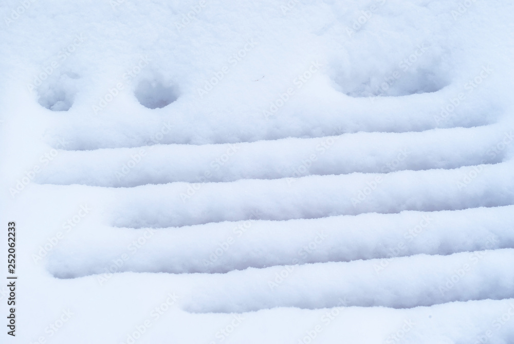 background - snow on a bench