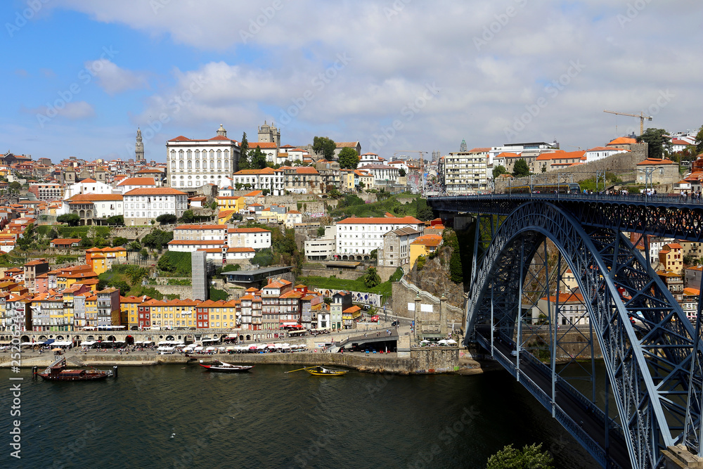 The bridge across the Douro river and view of Porto, Portugal