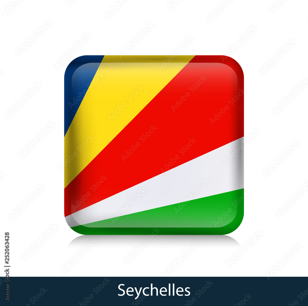 Flag of Seychelles - Square glossy badge Flag of Seychelles - Square glossy badge