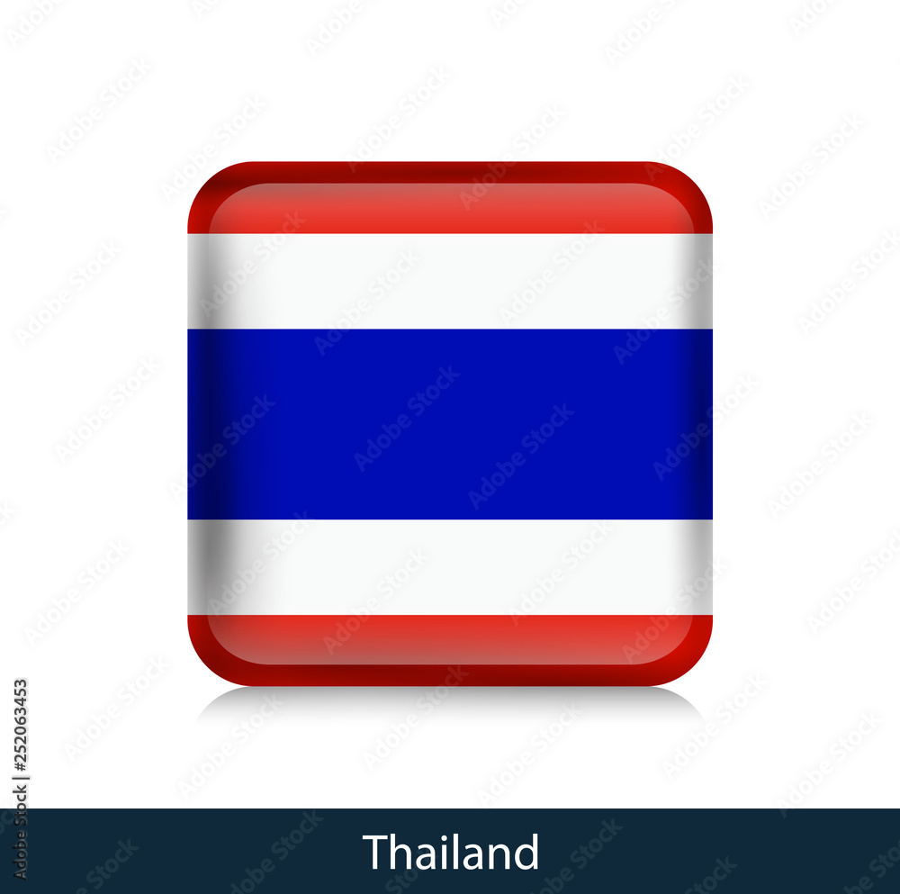 Flag of Thailand - Square glossy badge Flag of Thailand - Square glossy badge