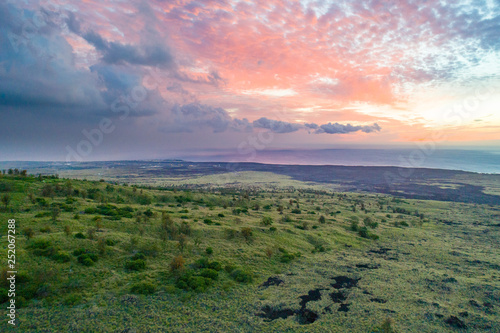 Hawaii Mountain Sunset Aerial