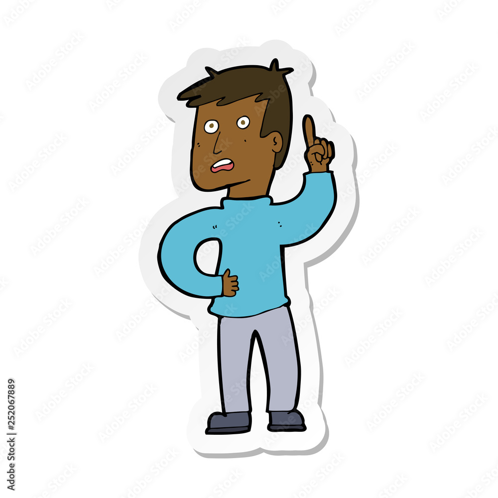 sticker of a cartoon boy with idea