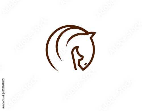 Abstract logotype brown horse a circle
