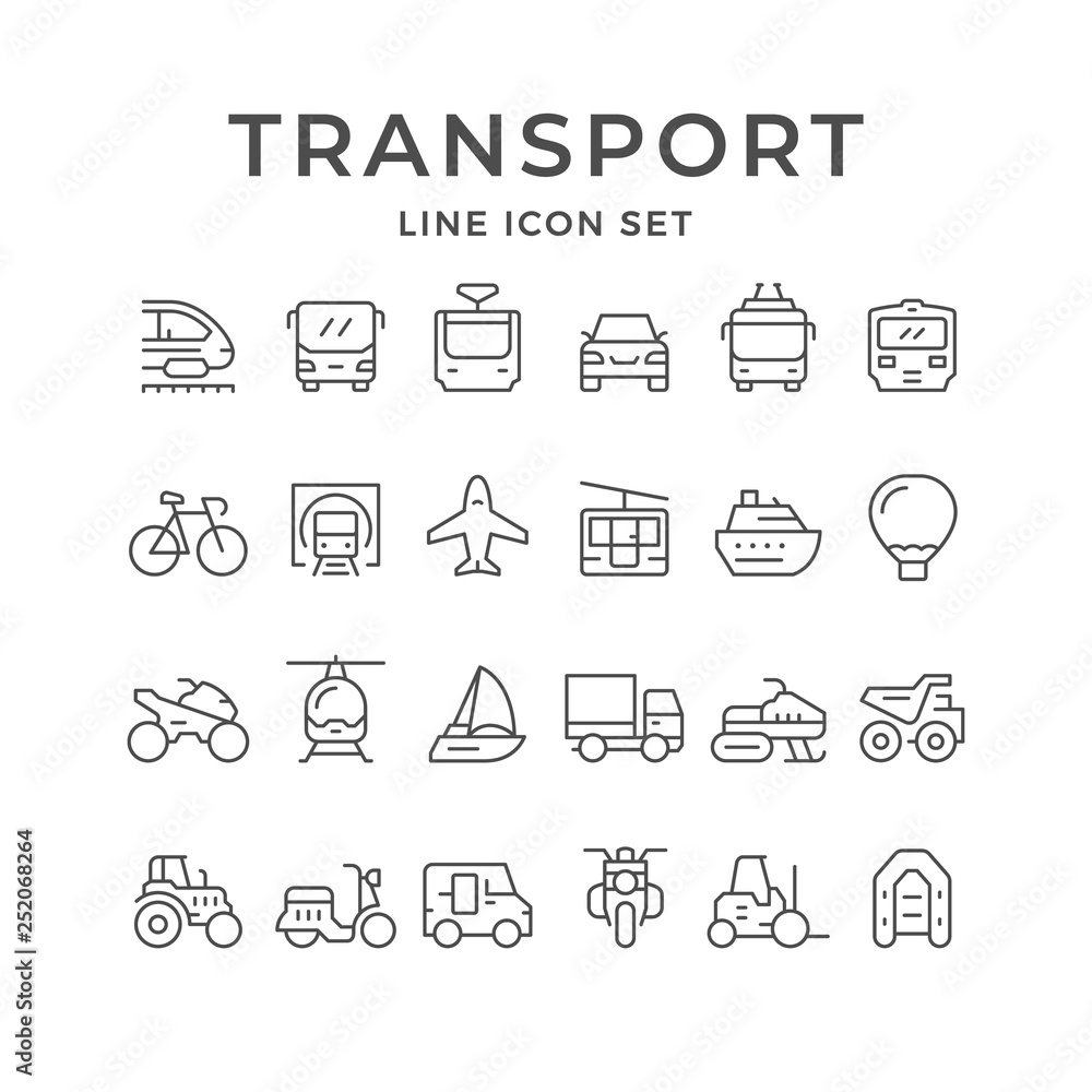 Set line icons of transport Set line icons of transport