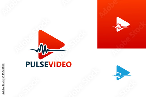Pulse Video Play Logo Template Design Vector, Emblem, Design Concept, Creative Symbol, Icon