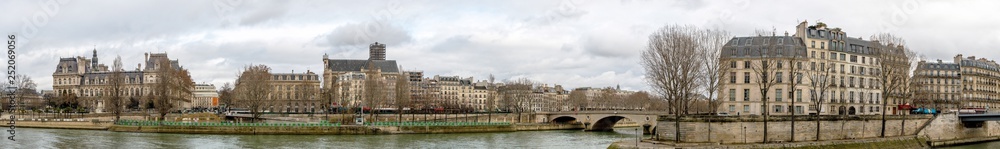 Panoramic view of buildings of the Paris island of the city in winter
