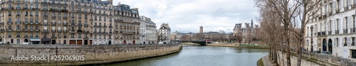 Panoramic view of buildings of the Paris island of the city in winter