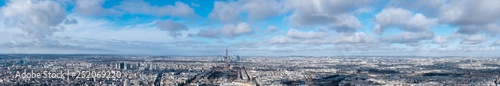 Panoramic view of Paris in winter from above