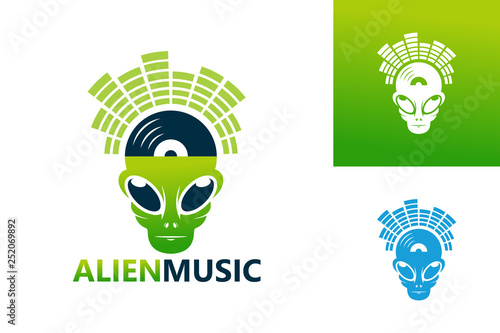 Alien Music Logo Template Design Vector, Emblem, Design Concept, Creative Symbol, Icon