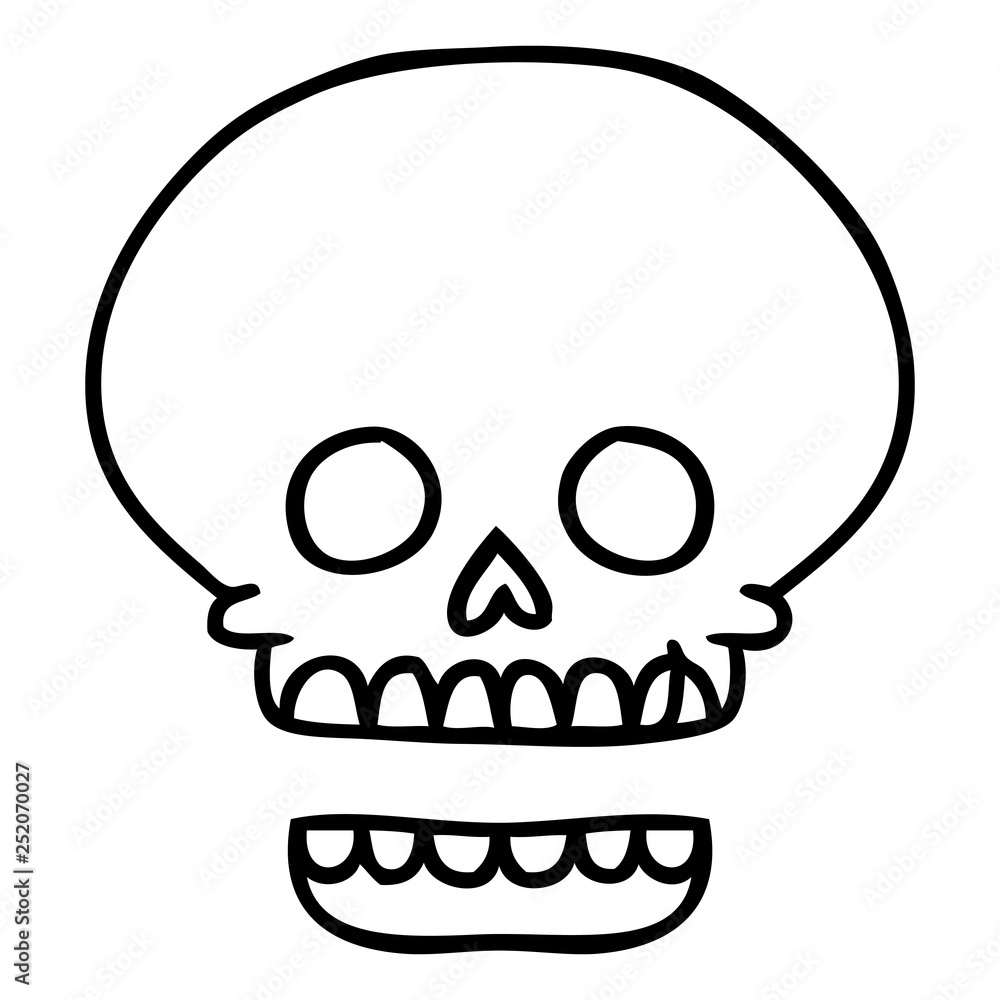 line drawing doodle of a skull head line drawing doodle of a skull head