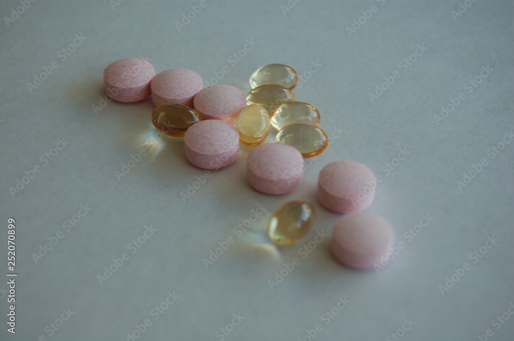 pills on white background pills on white background