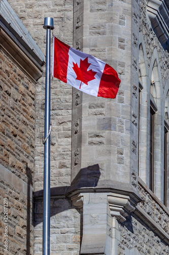Ottawa CANADA - February 18, 2019: the cultural and national heritage of the Canadian state flag of the Confederation