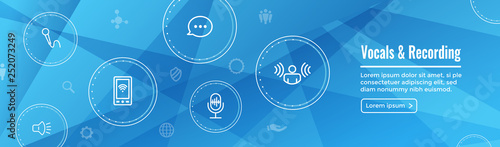 Vocal and Recording Command Icon with Sound Wave Images Web header banner