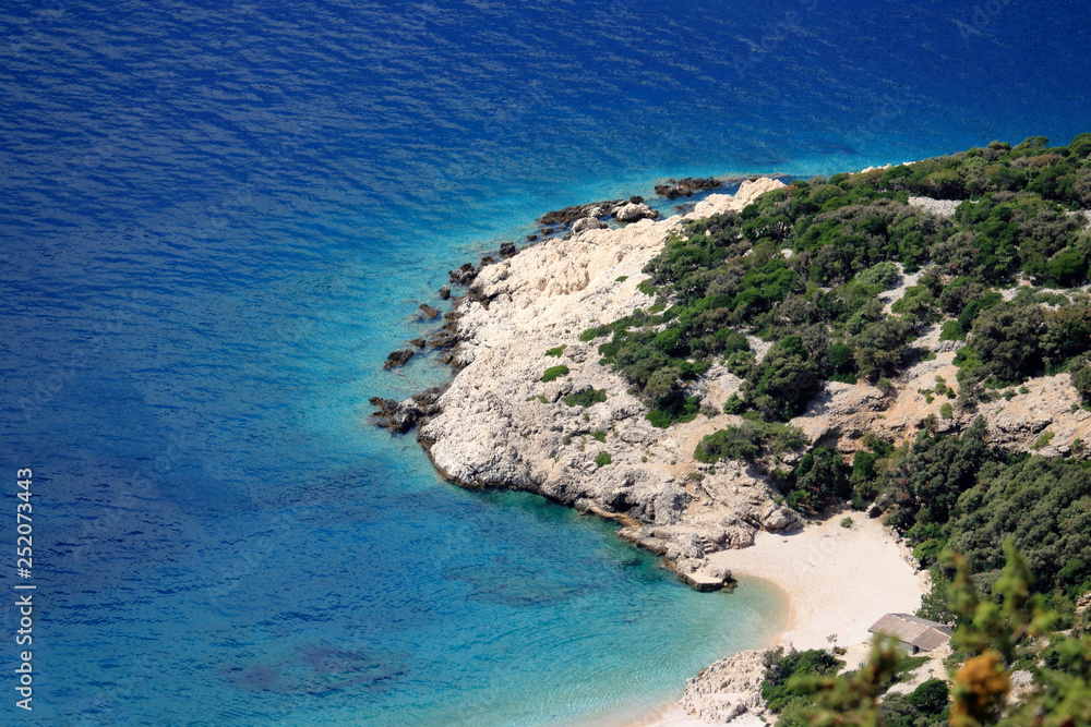 blue sea seen from Lubenice, island Cres, Croatia