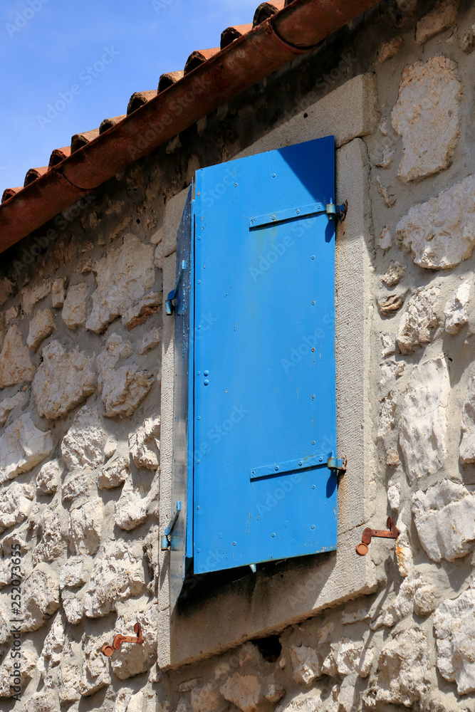 blue window in Lubenice, island Cres, Croatia blue window in Lubenice, island Cres, Croatia