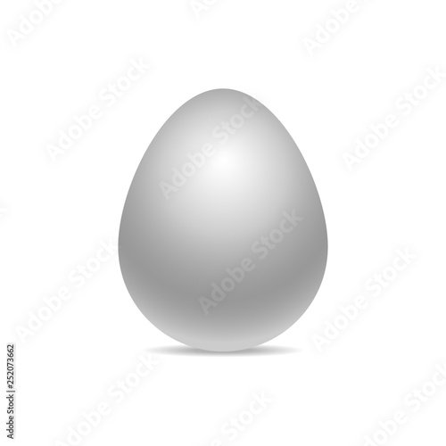 Vector single white realistic chiken egg isolated on white background with soft shadow. Perfect Easter holiday template.Three-dimensional illustration. Eps 10.