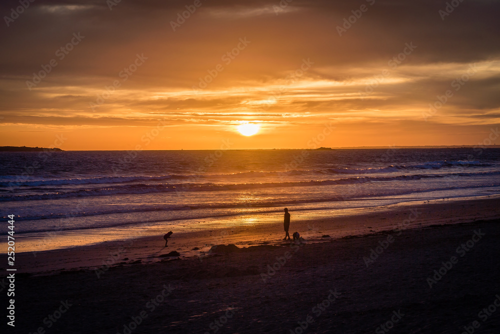 Family enjoying holidays and vacations in the sunset in France Family enjoying holidays and vacations in the sunset in France
