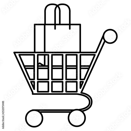 supermarket shopping cart and bag