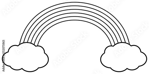 Rainbow with clouds. Coloring book.