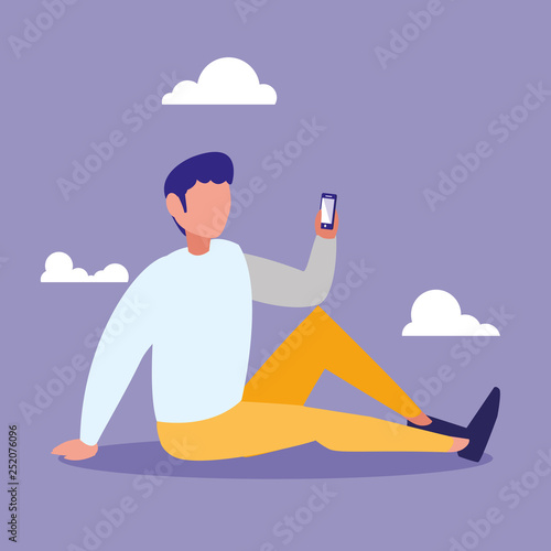young man using smartphone
