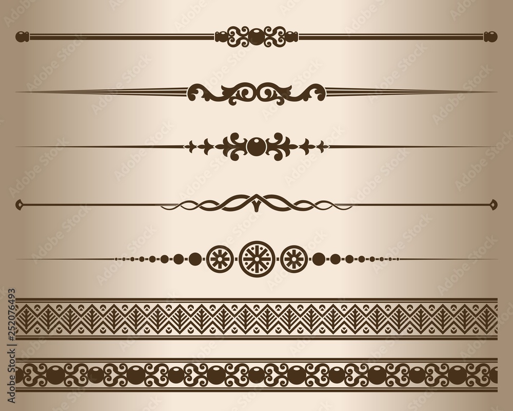 Fototapeta premium Decorative elements. Design elements - decorative line dividers and ornaments. Vector illustration.