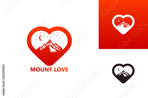 Mountain Love Logo Template Design Vector, Emblem, Design Concept, Creative Symbol, Icon