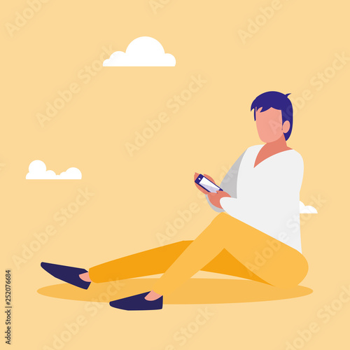 young man using smartphone