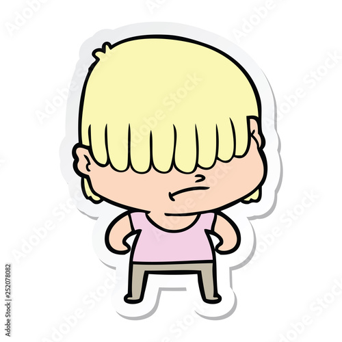 sticker of a cartoon boy with untidy hair